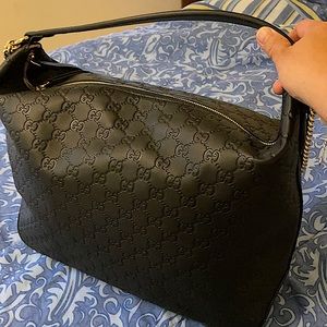 🌸SOLD🌸 Gucci Guccissima Signature Large Linea Hobo Bag Black